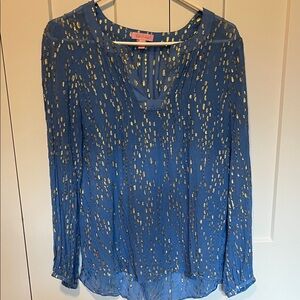 Lilly Pulitzer Blue Blouse with Gold Accents